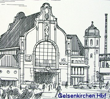 Gelsenkirchen Hbf auf einer Keramikfliese