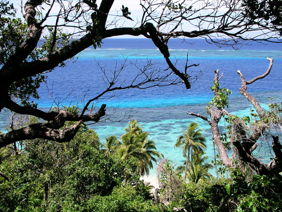 Blick von Matamanoa auf das Riff, Fidschi-Inseln