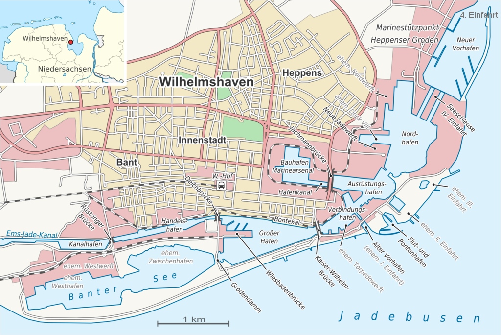 Die Einfahrten und Häfen von Wilhelmshaven