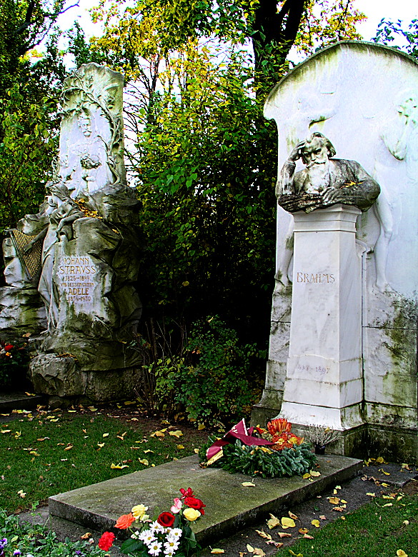 Johannes Brahms und Johann Strauß: Grabmale in Wien
