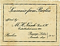 Souvenirblatt der Firma M.H. Nasch, Berlin