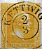 Postwertzeichen 3 Silbergroschen von 1858 - 1861, Doppelkreisstempel ohne Jahreszahl, KETTWIG, 2. März