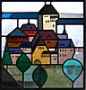 Rodenkirchen: Glasfenster im Schloss Burg