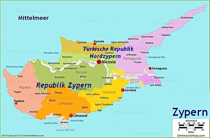 Map Zypern - Cyprus - Kibris